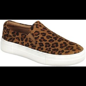 Leopard print slip on sneakers